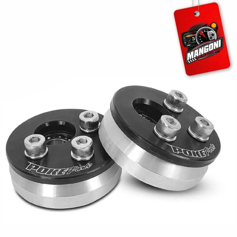 Camber Plate VW Gol G1 Prata Pequeno Alumínio Preto - Poke Parts