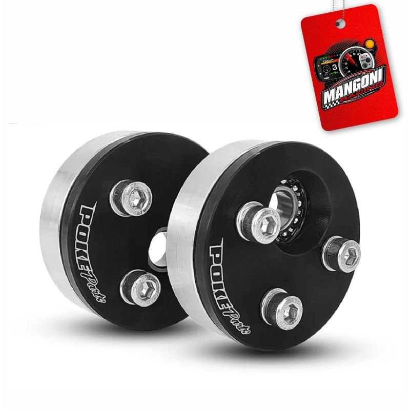 Camber Plate VW Gol G2 a G4 Prata Pequeno Alumínio Preto - Poke Parts