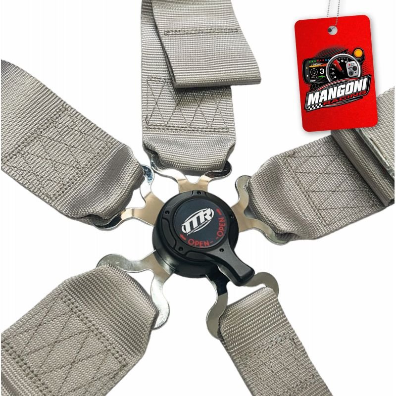 Cinto de Segurança 3' Engate Rápido 5 Pontas Homologado SFI Cinza - MR Performance