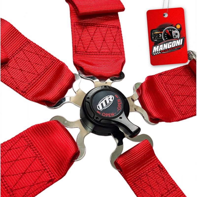Cinto de Segurança 3' Engate Rápido 5 Pontas Homologado SFI Vermelho - MR Performance