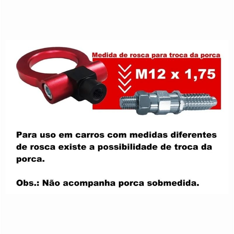 Gancho Engate Reboque Alumínio - Vermelho - MR performance