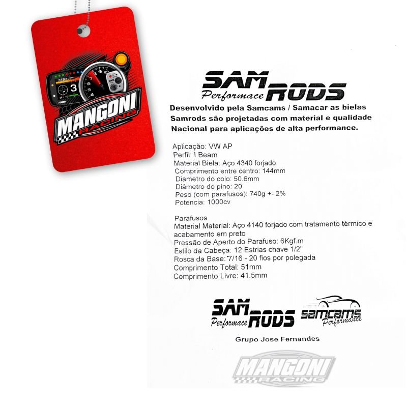 Jogo Biela 144mm VW AP Bloco Baixo 1000cv Pino 20mm - Samacar
