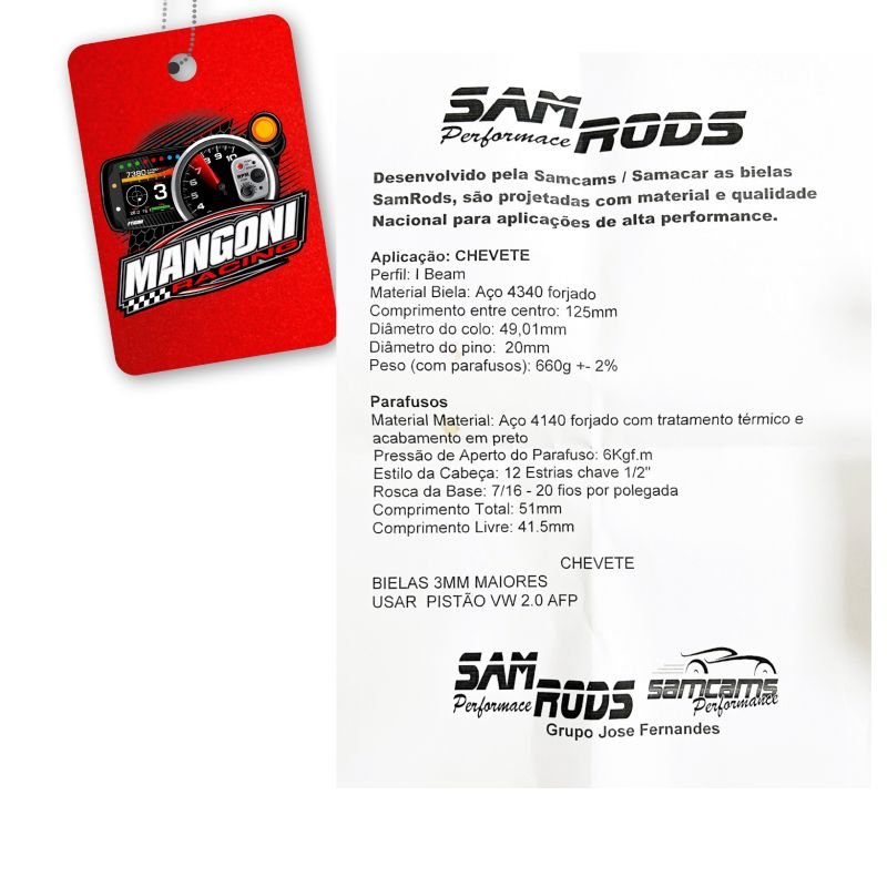 Jogo Biela GM Chevette 1000cv Pino 20mm - Samacar