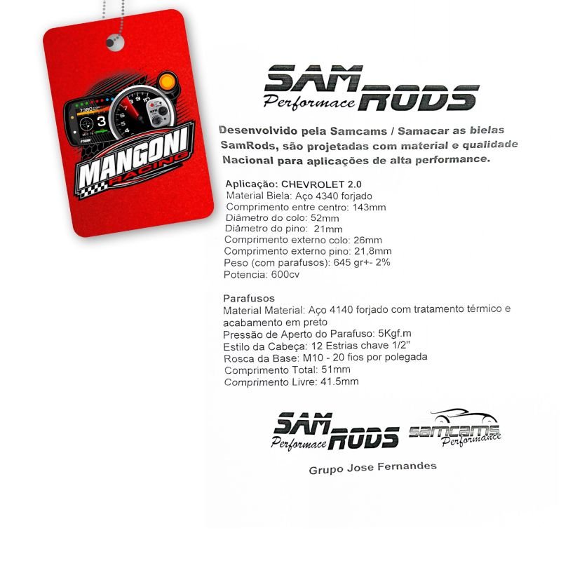 Jogo Biela GM Chevrolet 2.0 143mm 1000cv - Samacar