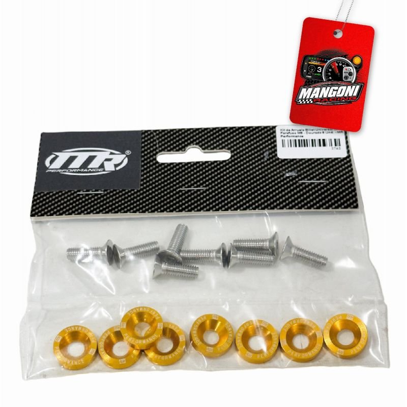 Kit de Arruela Billet Universal C/ Parafuso M6 - Dourado 8 Und. - MR Performance