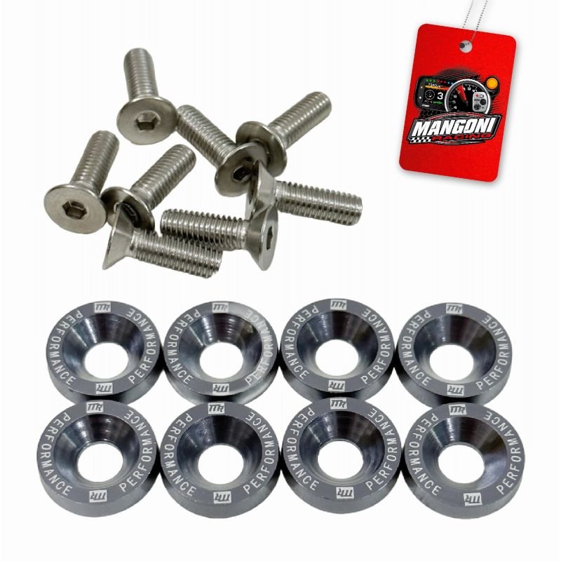 Kit de Arruela Billet Universal C/ Parafuso M6 - Grafite 8 Und. - MR Performance
