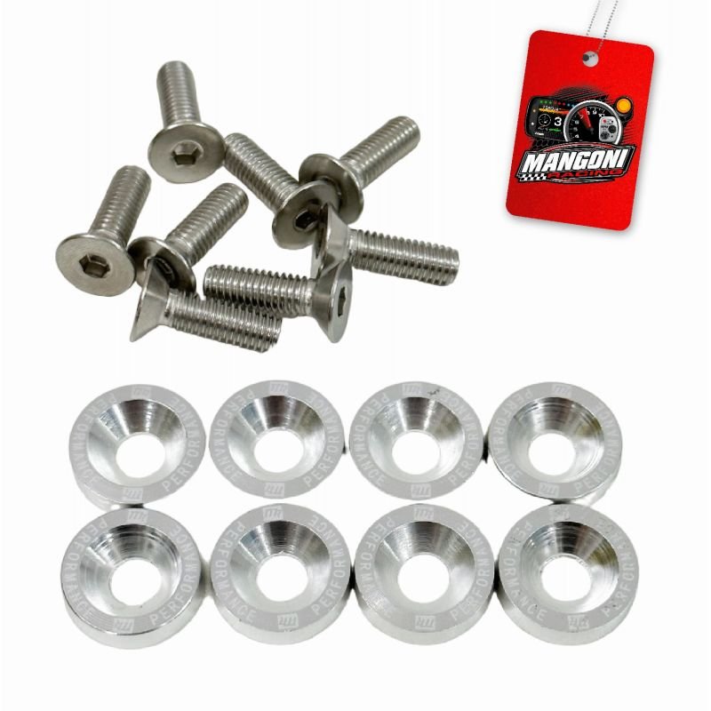 Kit de Arruela Billet Universal C/ Parafuso M6 - Prata 8 Und. - MR Performance