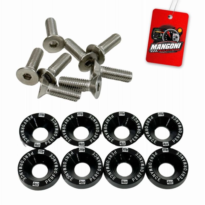 Kit de Arruela Billet Universal C/ Parafuso M6 - Preto 8 Und. - MR Performance