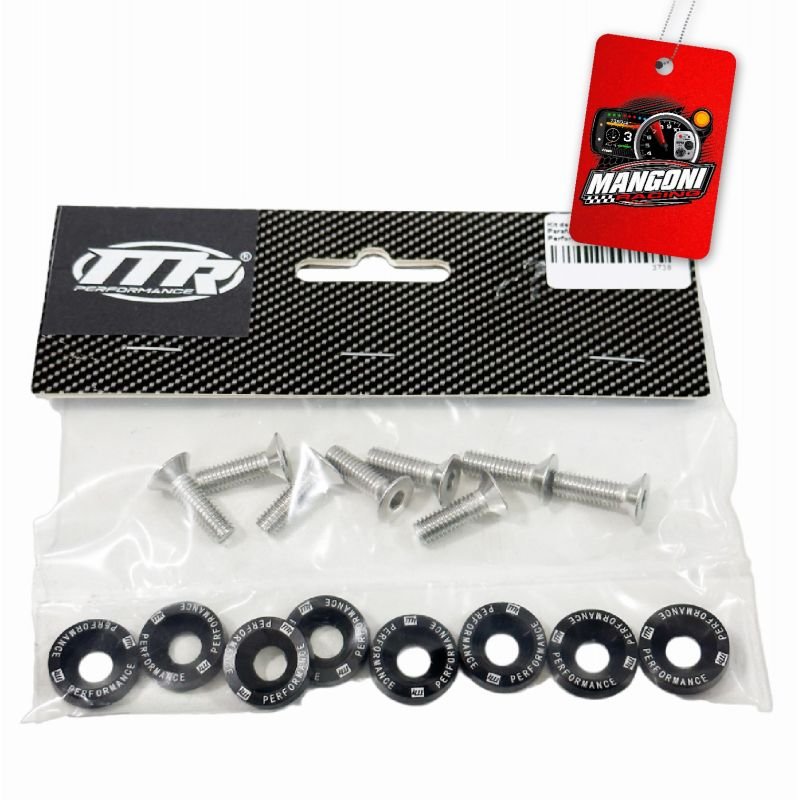 Kit de Arruela Billet Universal C/ Parafuso M6 - Preto 8 Und. - MR Performance