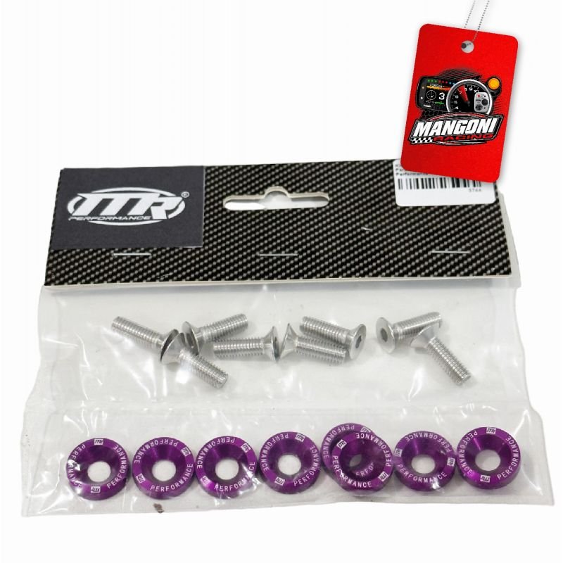 Kit de Arruela Billet Universal C/ Parafuso M6 - Roxo 8 Und. - MR Performance