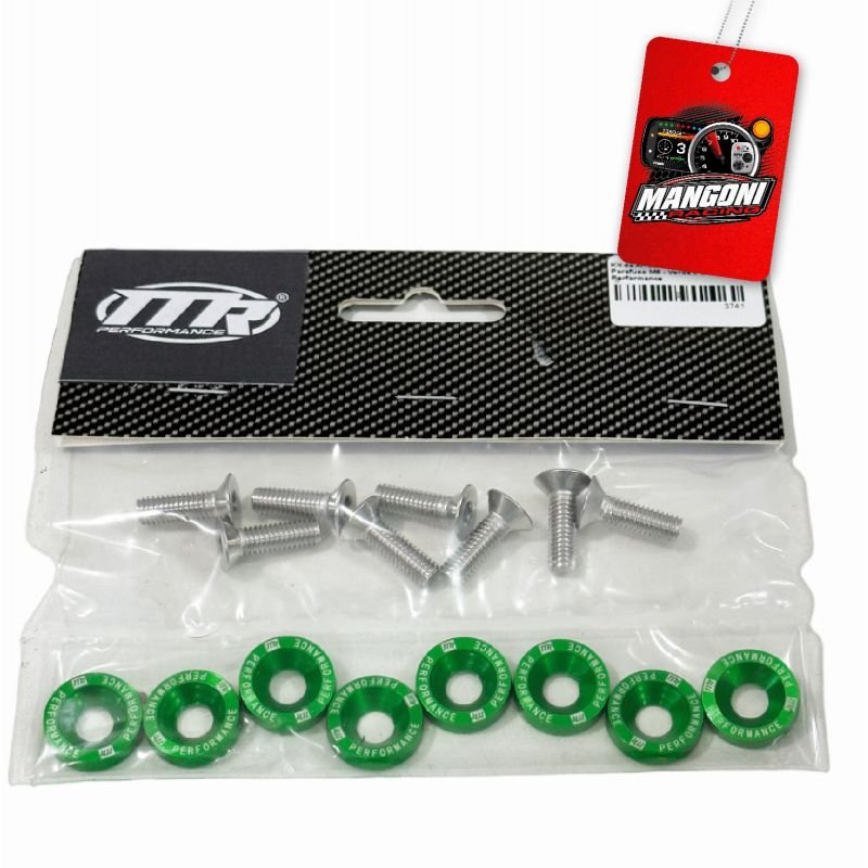 Kit de Arruela Billet Universal C/ Parafuso M6 - Verde 8 Und. - MR Performance