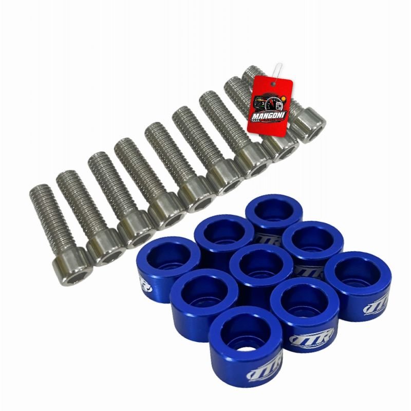 Kit de Arruela Billet Universal C/ Parafuso M8 - Azul 8 Und. - MR Performance