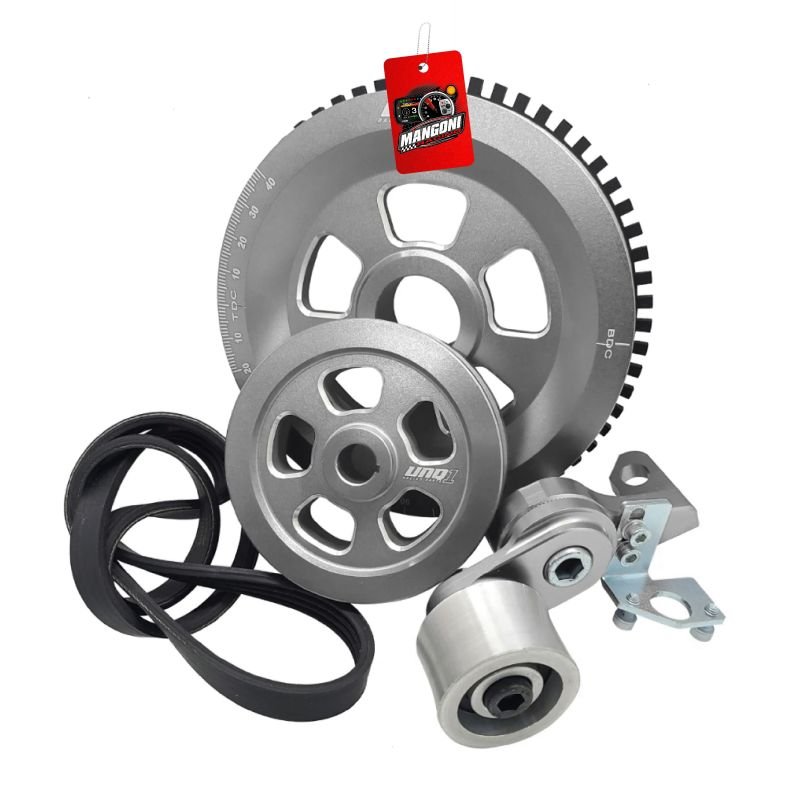 Kit Polia Roda Fonica + Alternador Poly V Com Esticador Fusca Prata - Unique1