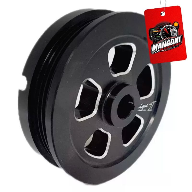 Kit Polia Roda Fonica + Alternador Poly V Com Esticador Fusca Preta - Unique1