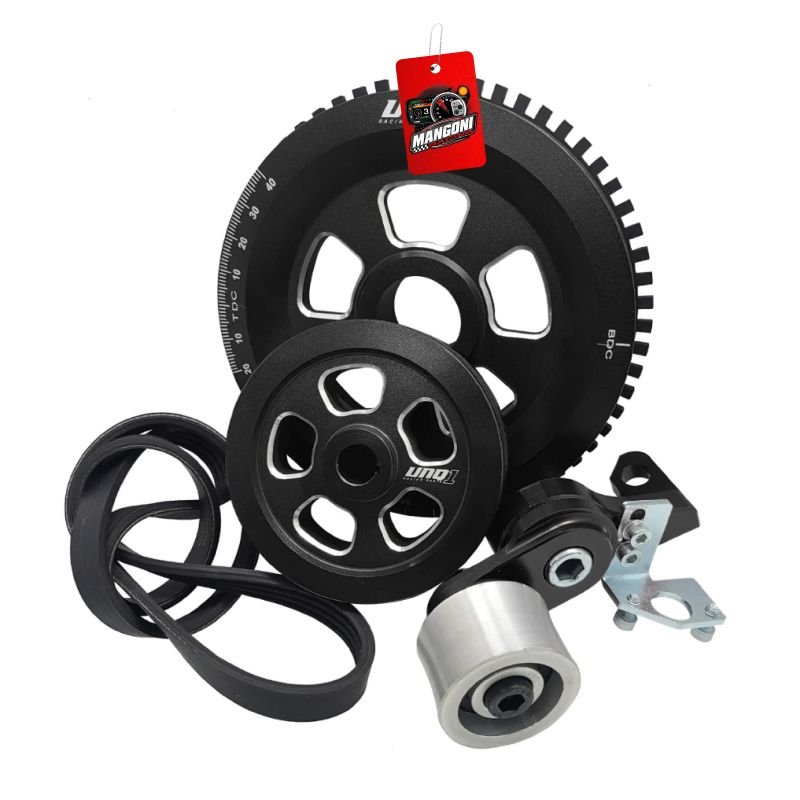 Kit Polia Roda Fonica + Alternador Poly V Com Esticador Fusca Preta - Unique1