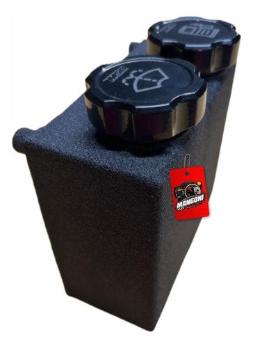 Reservatório Duplo Água Para-brisa e Partida Frio Universal em Inox Preto Texturizado - MSP Racing