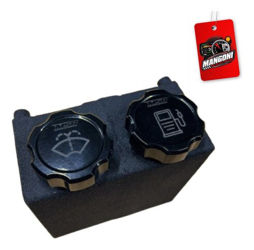 Reservatório Duplo Água Para-brisa e Partida Frio Universal em Inox Preto Texturizado - MSP Racing