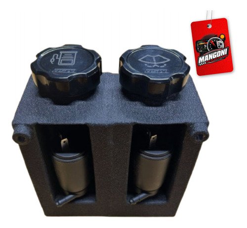 Reservatório Duplo Água Para-brisa e Partida Frio Universal em Inox Preto Texturizado - MSP Racing