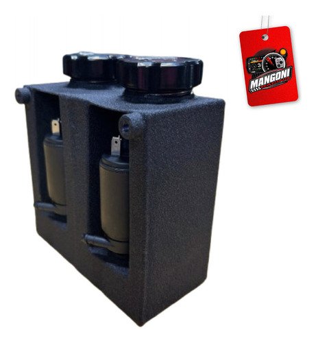 Reservatório Duplo Água Para-brisa e Partida Frio Universal em Inox Preto Texturizado - MSP Racing