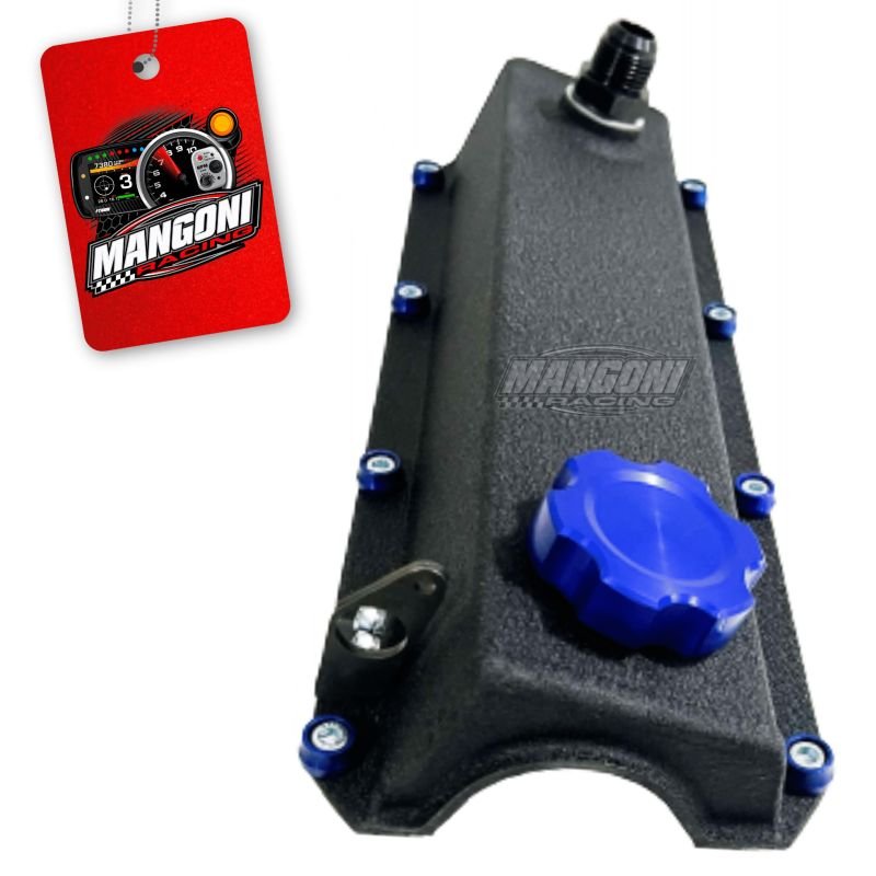 Tampa de Válvula Preta Texturizada Com Tampinha Óleo Azul VW AP Com Suporte de Sensor - Poke Parts