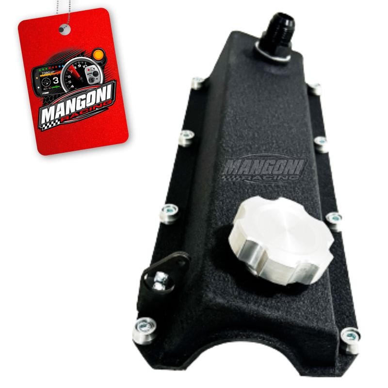 Tampa de Válvula Preta Texturizada Com Tampinha Óleo Polida VW AP Com Suporte de Sensor - Poke Parts