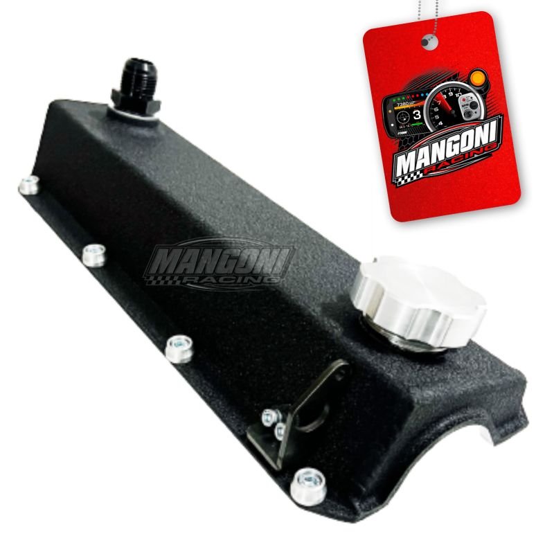 Tampa de Válvula Preta Texturizada Com Tampinha Óleo Polida VW AP Com Suporte de Sensor - Poke Parts