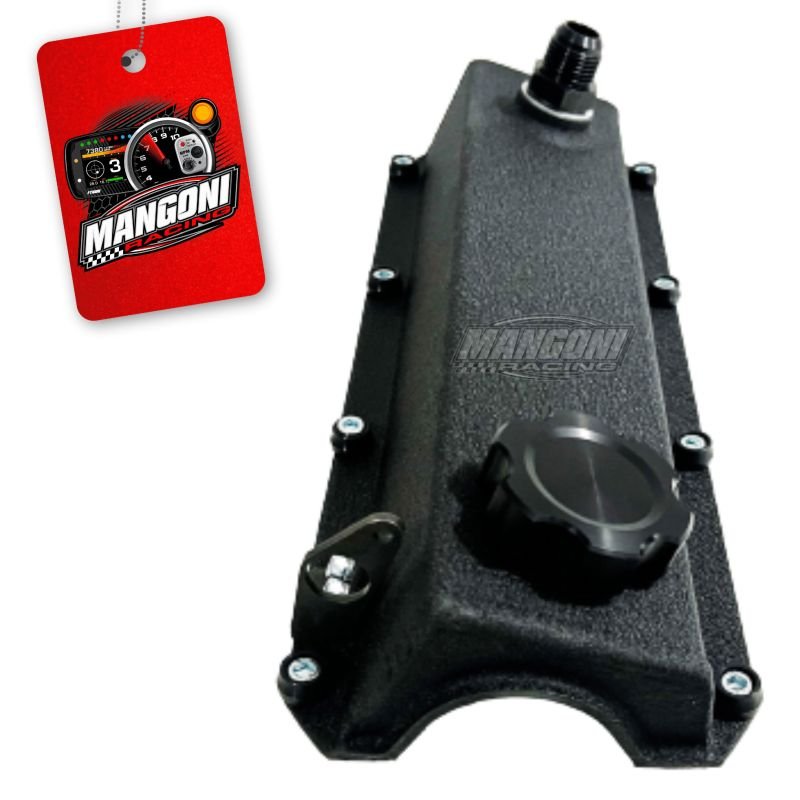 Tampa de Válvula Preta Texturizada Com Tampinha Óleo Preta VW AP Com Suporte de Sensor - Poke Parts