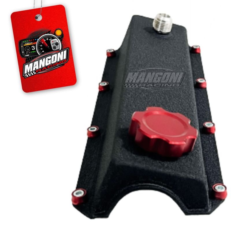 Tampa de Válvula Preta Texturizada Com Tampinha Óleo Vermelha VW AP - Poke Parts