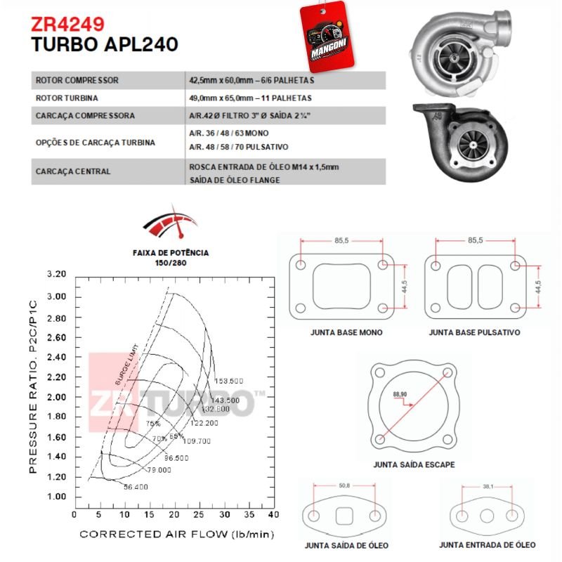 Turbina ZR4249 42/48 Pulsativo APL240 - ZR Turbo