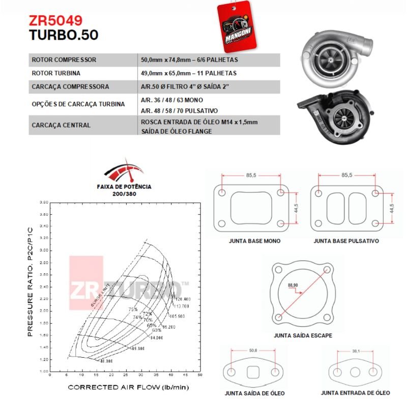 Turbina ZR5049 50/70 Pulsativo - ZR Turbo