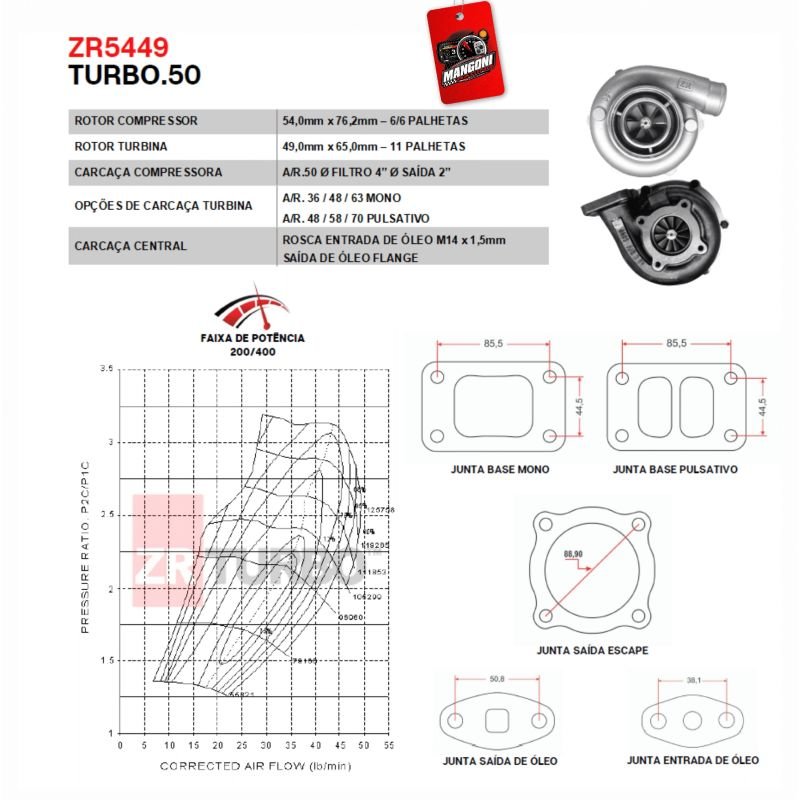 Turbina ZR5449 50/48 Mono - ZR Turbo