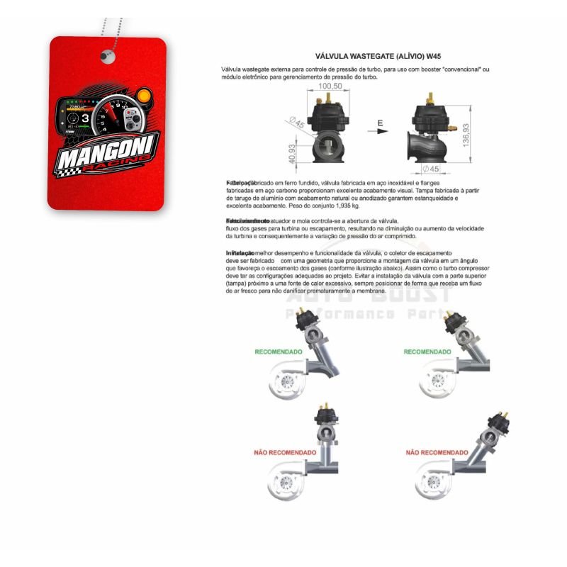 Wastegate Auto Boost W45 - Dourada